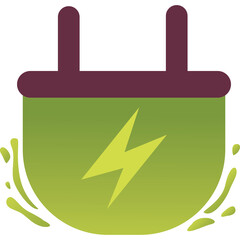 Green Electrical Plug Symbol With Lightning Bolt Icon Representing Clean Energy And Electricity With A Water Splash Effect On Transparent Background