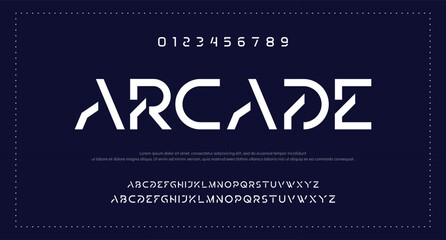Design Modern abstract digital alphabet font. Minimal technology typography, Creative urban sport fashion futuristic font and with numbers. vector illustration.