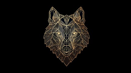Luxury wolf head logo in golden lines on a black background. Concept: power, prestige, leadership, and premium identity. used for luxury fashion brands, jewelry, elite services, high-end branding.
