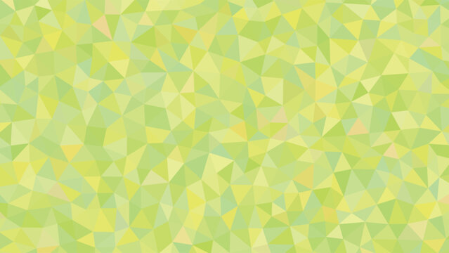 Abstract geometric background featuring a low-poly mosaic of triangles in various shades of green and yellow.