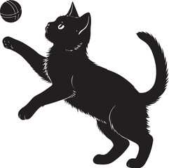 A simple black cat silhouette vector illustration isolated on white