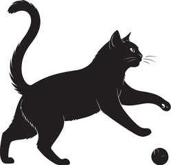 A simple black cat silhouette vector illustration isolated on white