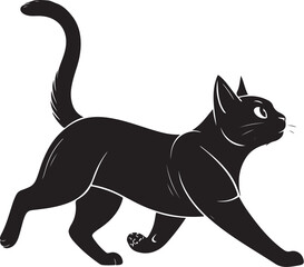 A simple black cat silhouette vector illustration isolated on white