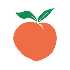 Stylized Peach Icon with Leaves