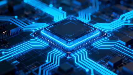 Glowing Digital Circuit Background
