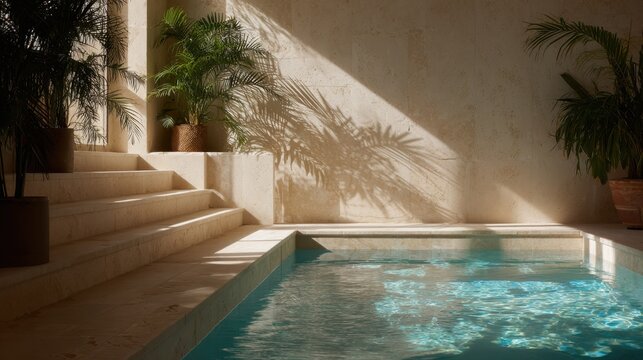 Relaxing indoor pool with sunlight