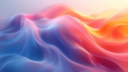 Obraz premium Abstract Color Waves: A vibrant display of flowing colors, mimicking the ethereal movement of smoke or fabric. The colors blend and swirl, creating a dynamic visual experience. 