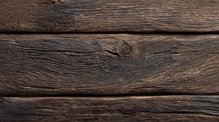 Fototapeta premium Textured Horizontal Wooden Planks in Dark Brown with Detailed Grain and Rough Surface