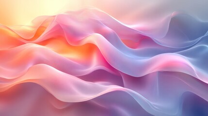 Obraz premium Ethereal Symphony of Colors: A mesmerizing display of flowing fabrics, bathed in a palette of warm and cool hues, creates a dreamy and abstract scene. 