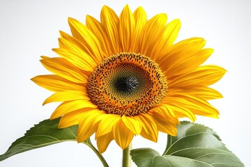 Obraz premium Radiant Sunflower: A close-up view of a vibrant sunflower, with its bright yellow petals and a dark, intricate center, showcasing the natural beauty.