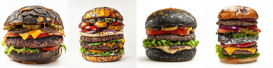 Big Burger Made of Old Wastage Metals Isolated on White Background