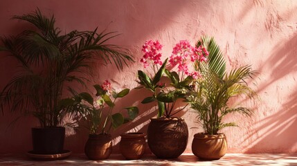 Fototapeta premium Colorful plants in a warm setting