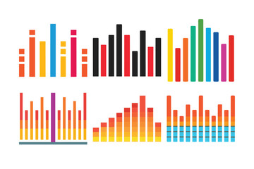 Obraz premium Colorful Bar Chart Vector Icons