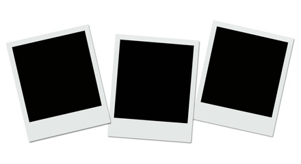 three blank polaroid frames showcasing memories and moments perfect for photo album layouts scrapbooking family history projects and creative collage designs.