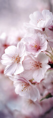 Cherry Blossoms on Soft Pink Background