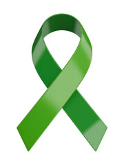 A vibrant, glossy green awareness ribbon, symbolizing support and solidarity for various causes. A powerful visual for hope. background removed