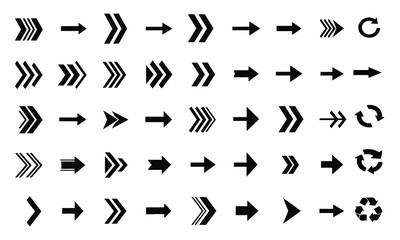 Black arrow direction icon symbol set on white background