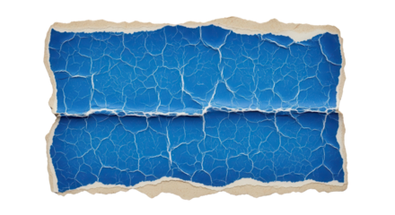 Torn textured piece of blue paper isolated PNG with Transparent Background