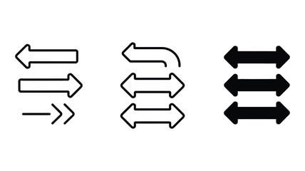 Fototapeta premium Set of horizontal arrows, indicating movement, direction, or comparison in various designs and presentations