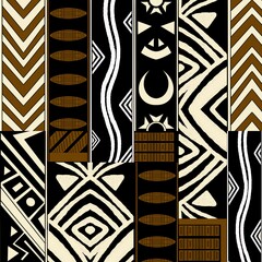African ethnic tribes, this fabric design blends traditional tribal ethnic with a contemporary aesthetic. Featuring a refined ethnic of brown, grey, and black tones, the pattern captures cultural dep