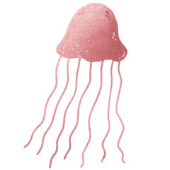 Fototapeta premium Pink Jellyfish Cute Watercolor Illustration Soft Pink Marine Life PNG