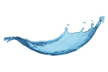 A dynamic, clear blue water splash with droplets, capturing fluid motion and refreshing purity, isolated against a solid background for versatile use. background removed