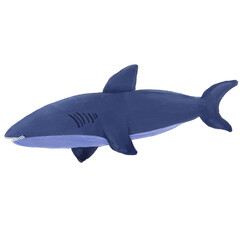 Obraz premium Cartoon Blue Shark Watercolor Illustration Predator Ocean Animal PNG