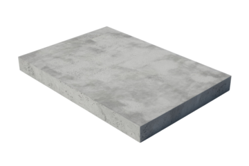 A rectangular gray concrete slab with a weathered, textured surface, ideal for architectural mockups, construction materials, or industrial design. background removed