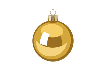 A glossy golden Christmas ornament with a metallic cap and hanging loop, centered against a solid dark transparent background, ready for holiday decor. background removed