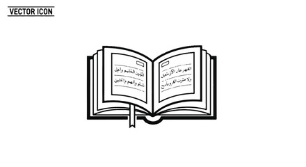 Stylized Book with Ribbon Bookmark and Religious Script – Editorial Illustration