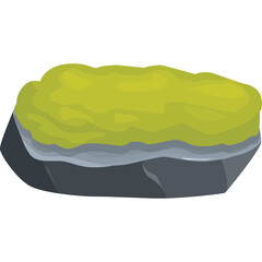 Green Mossy Rock With Gray Stone Base On A Transparent Background