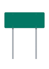 Vector illustration of medium size blank American city or county green road sign with reflective texture on metallic posts