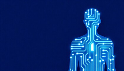 A digital illustration features a stylized human figure composed of gl