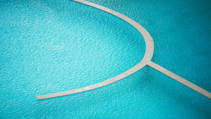 Minimalist Pool Curve with Raindrops