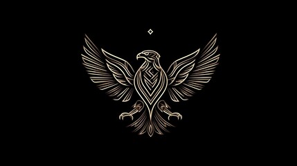 Obraz premium Luxury eagle head logo in silver lines on black background. Concept: power, prestige, elegance, and premium branding, luxury fashion labels, jewelry brands, elite services, high-end identity design.