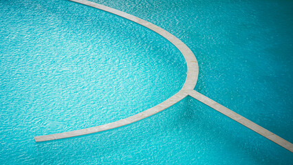 Minimalist Pool Curve with Raindrops