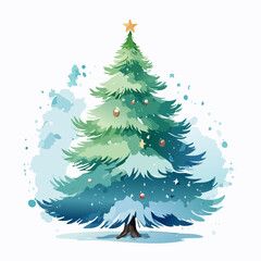 Obraz premium Christmas tree with ornaments and star with transparent background