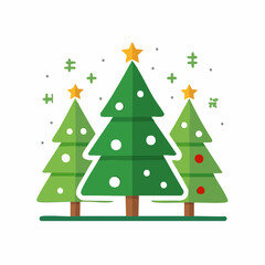 Fototapeta premium Christmas trees with stars and snow, festive scene