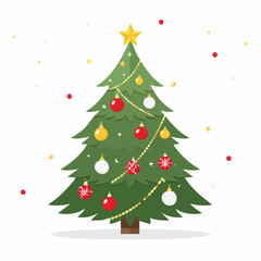 Decorated Christmas tree with ornaments and star