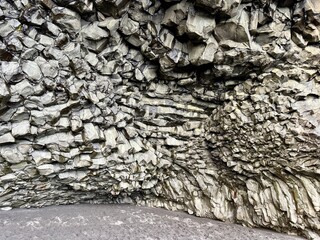 Basalt Columns and Black Sand Beach at Reynisfjara, Vík í Mýrdal, South Iceland
