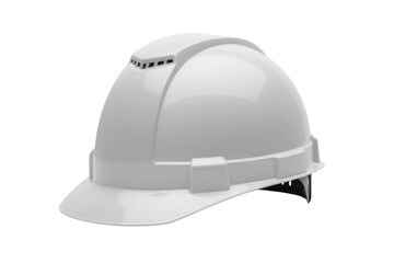 Fototapeta premium A bright white hard hat, a crucial safety helmet with ventilation, for construction and industrial head protection. background removed
