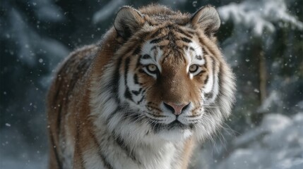 a siberian tiger on the snow