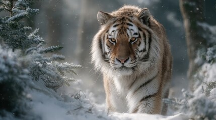 Obraz premium a siberian tiger on the snow