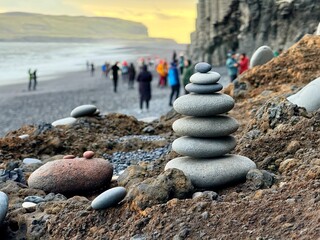 Basalt Columns and Black Sand Beach at Reynisfjara, Vík í Mýrdal, South Iceland