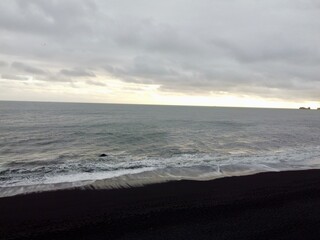 Basalt Columns and Black Sand Beach at Reynisfjara, Vík í Mýrdal, South Iceland