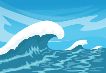 vector-based big waves on the beach