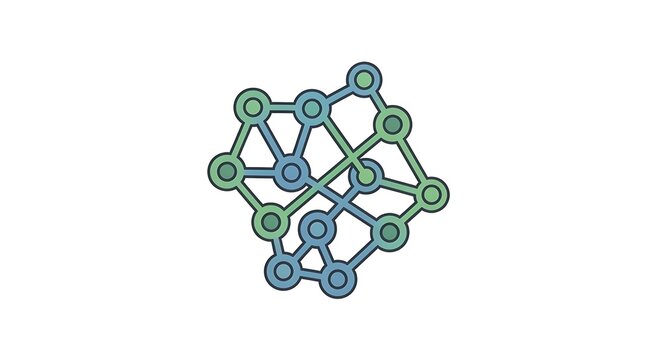 Abstract vector icon representing a digital network connection and technology system