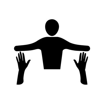 Silhouette of a person with arms outstretched reaching for two hands