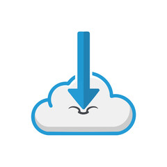 Obraz premium A stylized cloud icon with a blue arrow pointing down.