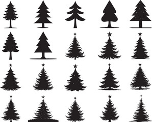 Obraz premium Collection of Stylized Christmas Tree Silhouettes